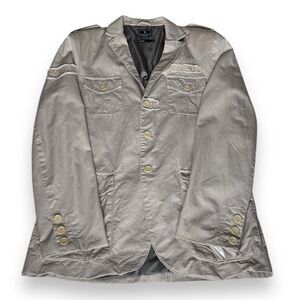 Marc Ecko New York Cut And Sew Beige Sports Blazer Jacket Patches Men’s Size M